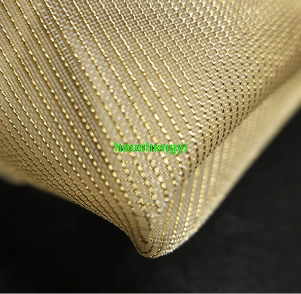 Высококачественная золотистая блестящая жесткая металлическая сетчатая ткань