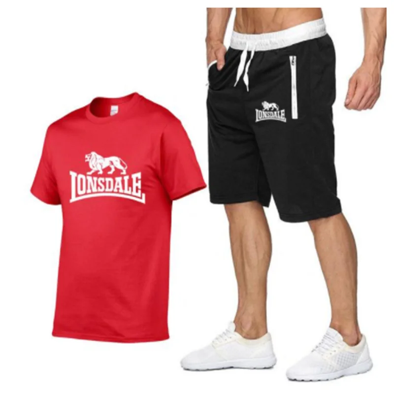

Men Tracksuits 2021 Summer Short Sleeve Tee shirt+Shorts Set Casaul Slim Fit Sporting Suit Mens Masculino Two Pieces Sets Hombre