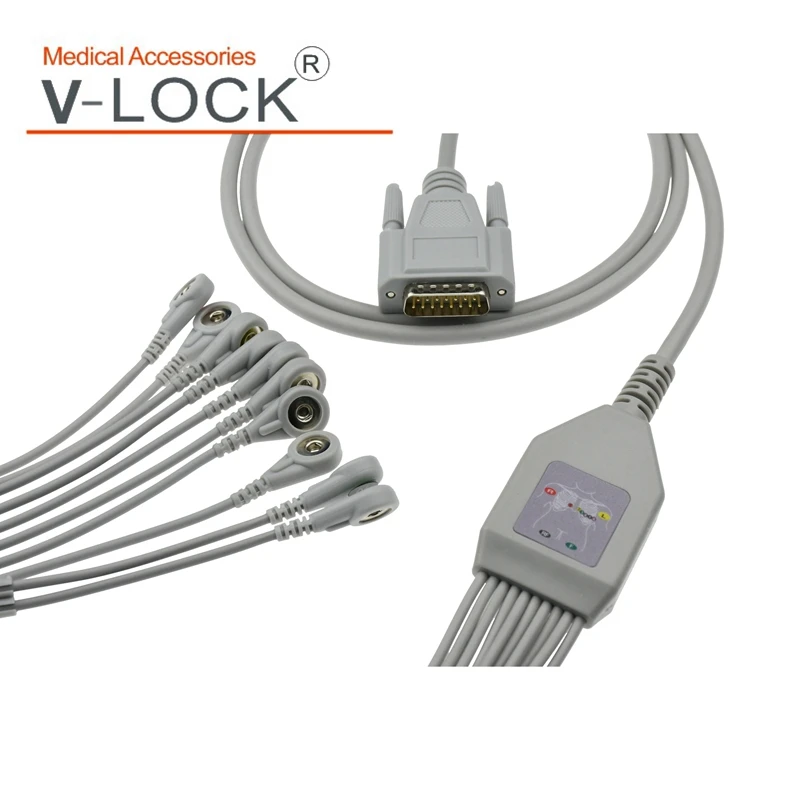 

Nihon Konden EKG кабель с 10 leadwires популярный EKG кабельный зажим