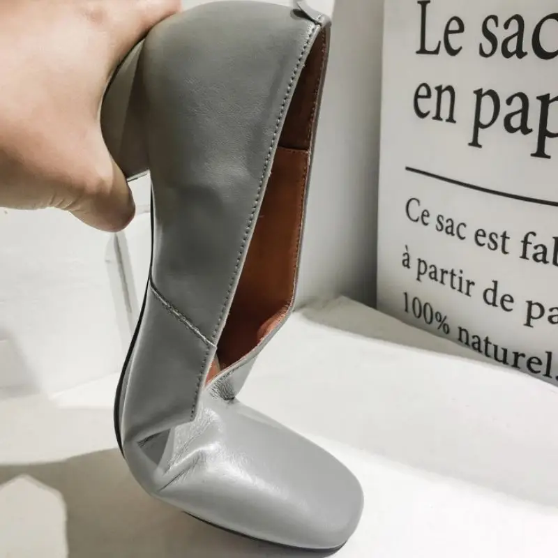 Taoffen Women Real Leather Pumps Chunky Heels Party Office Shoes Woman Slip On Classics Ladies Footwear Size 34-39 | Обувь