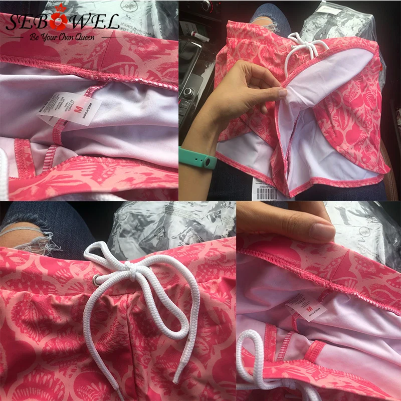 Шорты SEBOWEL женские с завязкой на талии пикантные пляжные короткие штаны принтом