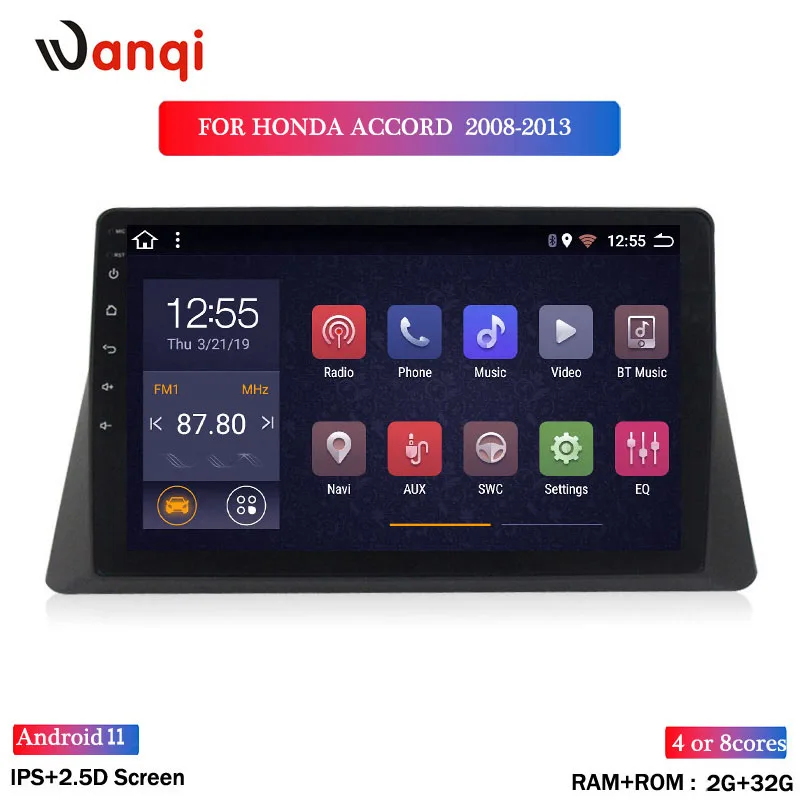 

Автомобильный GPS-навигатор, 2 + 32 ГБ, 10,1 дюйма, Android 11, для Honda Accord 2008-2013, с стереозвуком, радио, видео, Android, мультимедиа, Wi-Fi