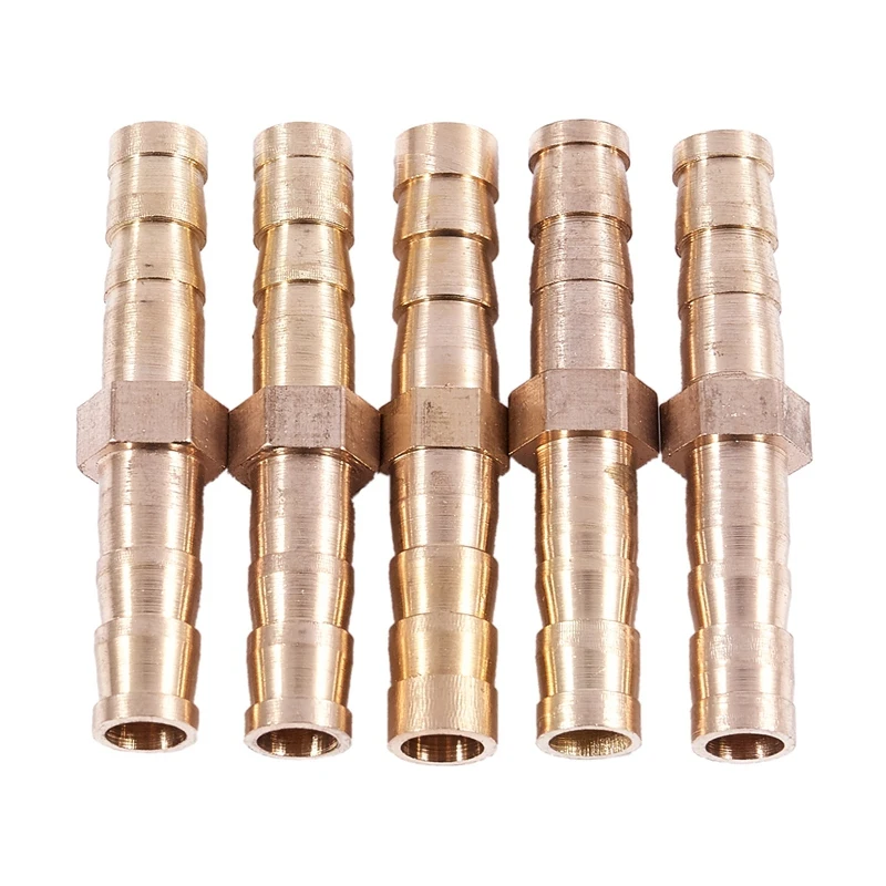 

5 Pcs Gold Tone Brass Straight Hose Connector Joiner