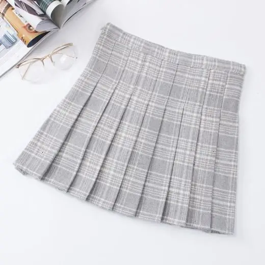 Skirt women Женская клетчатая юбка в консервативном стиле с высокой талией Harajuku Мини Милая юбка для танцев трапециевидной формы в клетку Faldas XXL - Цвет: Skirt women