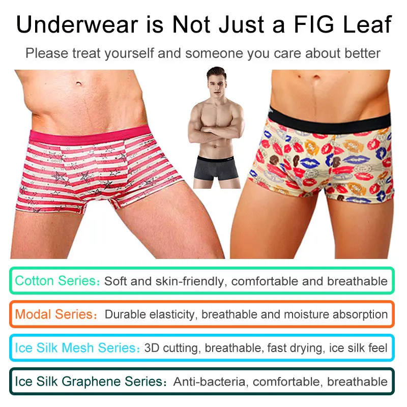 

Man's Underwear 4Pcs Boxers Cotton Modal Man Underpants Antimicrobic Panties Breathbale Ice Silk Boxer Men's Shorts Size L-4XL