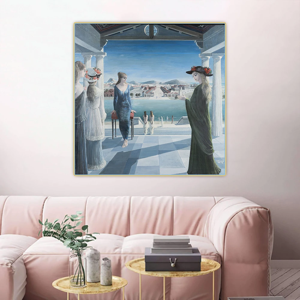 Цитон Пол Дельваux 《Муна город》Свереализм Холст Картина Маслом Плакат Фон