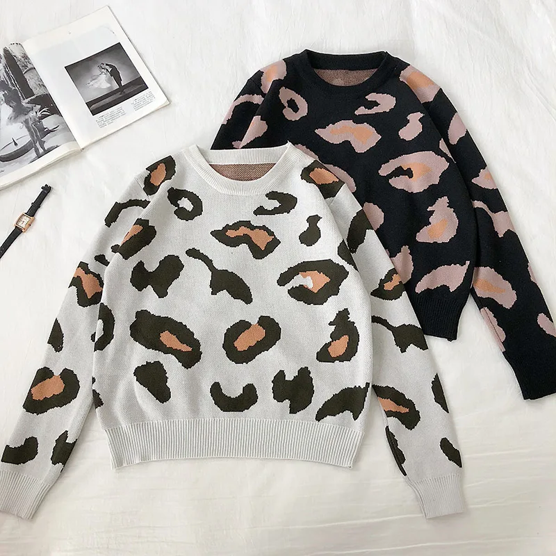 Chic Print Knitted Women Sweaters Sweet Pullovers Casual O-neck Long Sleeve Sweater Females Fashion Cute Tops Winter Jumper | Женская