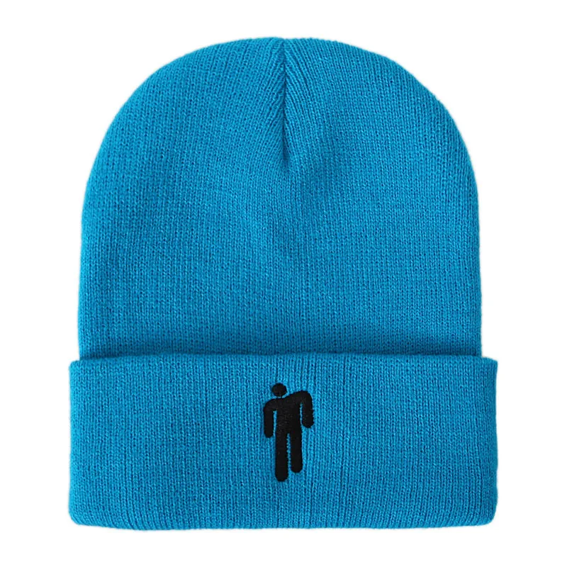 Dark Blue Billie Eilish Beanie шапка для женщин и мужчин, вязаное, тёплое, зимнее, однотонное, хип-хоп, повседневное, с манжетами, широкий берет-Боб - Цвет: Dark Blue