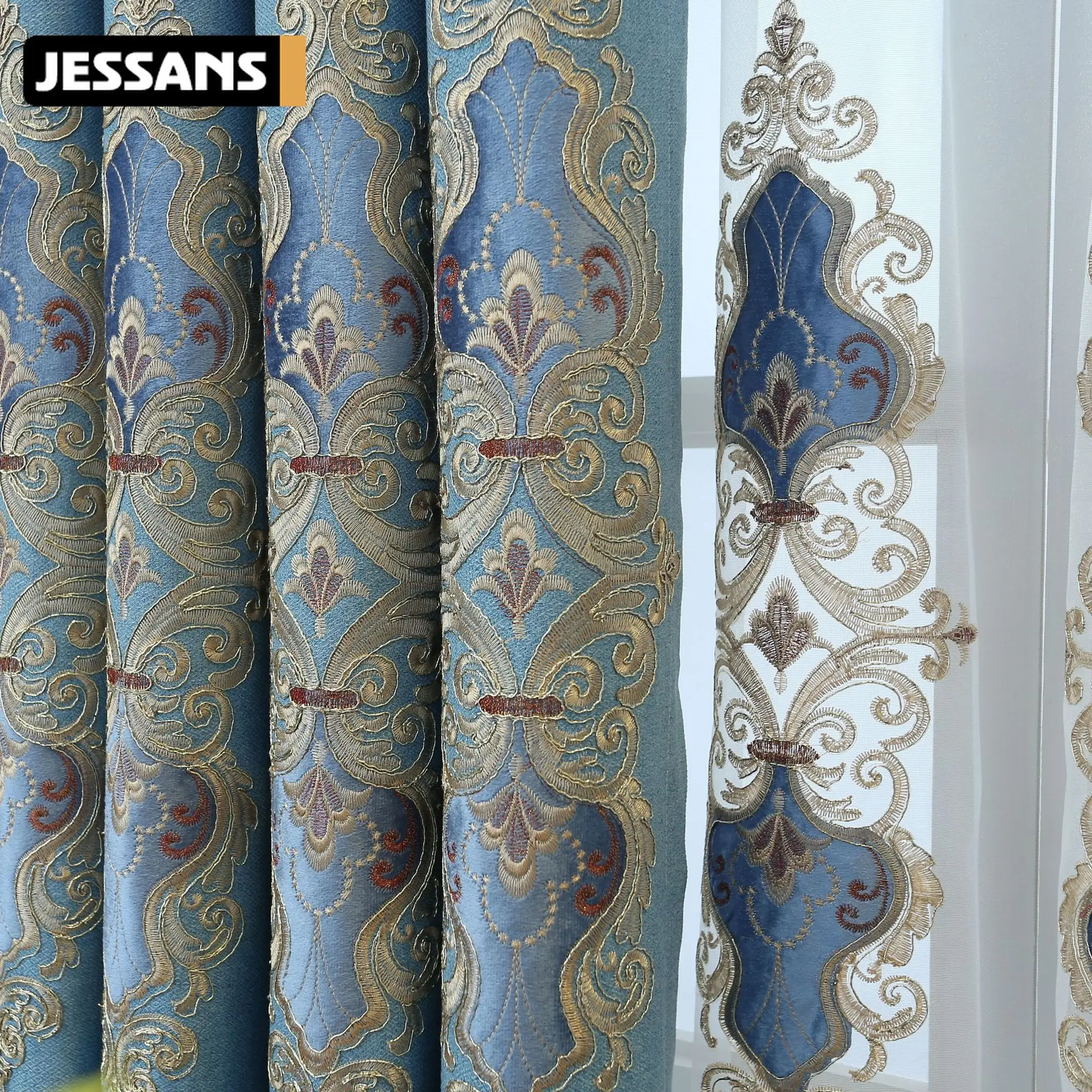 

European luxury Phnom Penh embroidery blackout Window Curtain for Living Room modern classic curtains for Bedroom Kitchen Hotel