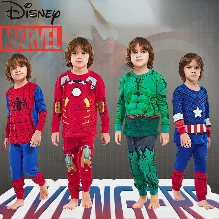 

Disney Marvel Cartoon Creative Spider Man Long Sleeve Suit US Team Iron Man Boys Home Clothing