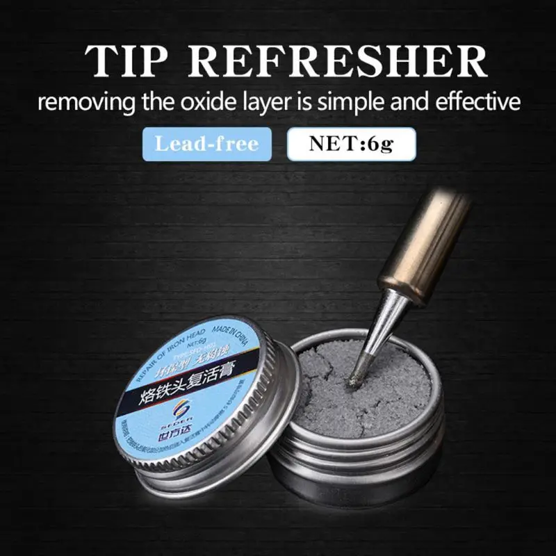 

Soldering Iron Lead-Free Tip Refresher Clean Paste for Oxide Solder Iron Tip Head Resurrection Repair Tools