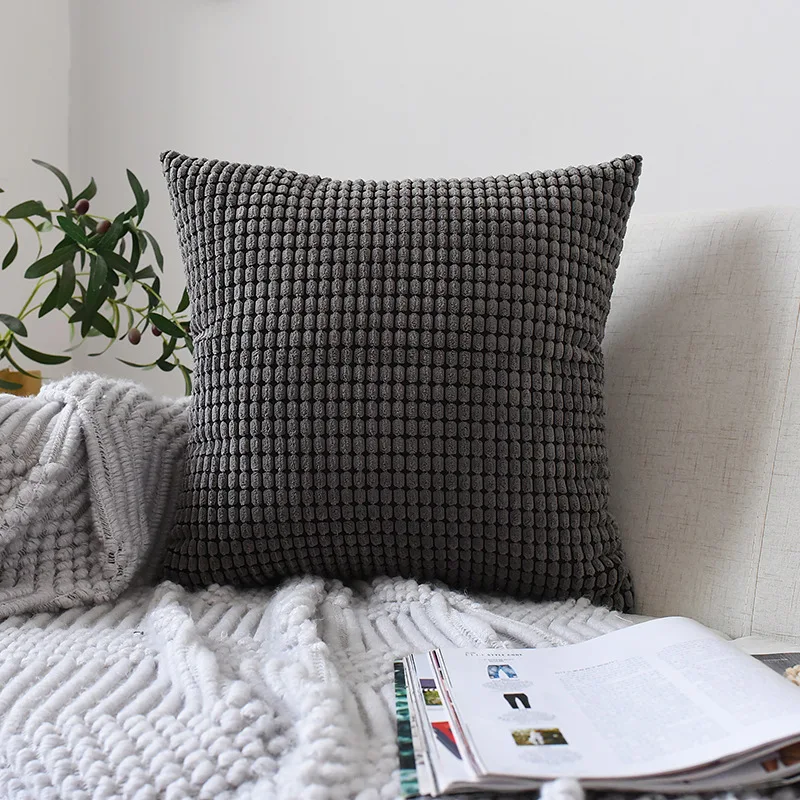 45x45 см Вельветовая наволочка в клетку однотонная Скандинавская для подушки