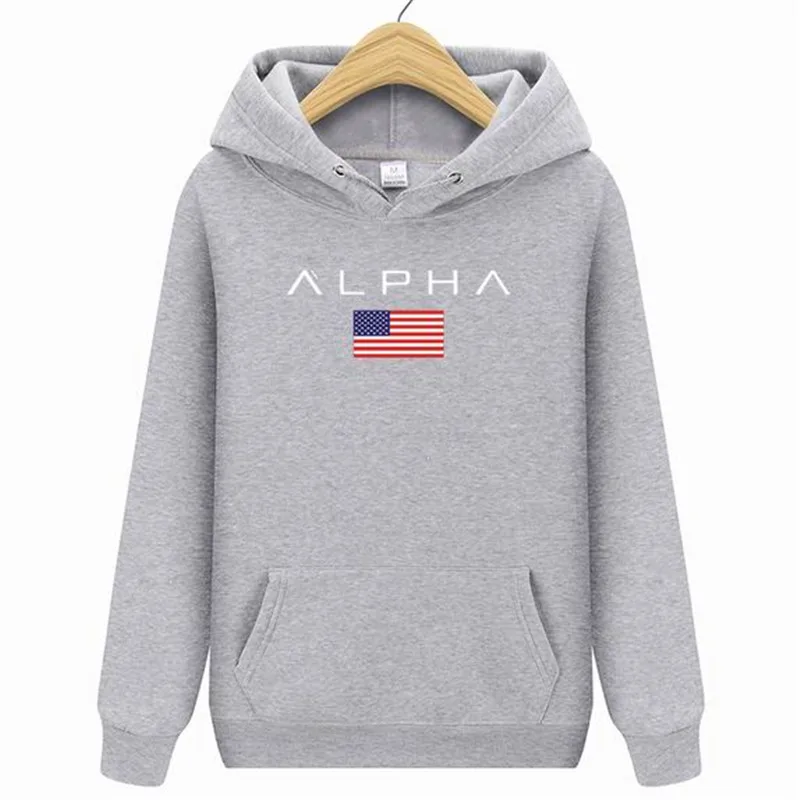 Мужская Высококачественная модная толстовка с буквенным принтом Alpha Industries Мужская/женская осенняя и зимняя новая брендовая Толстовка