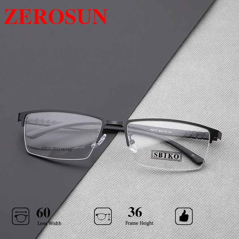 Zerosun большие очки оправа для мужчин полуоправы 60-18-35 Большие широкие близорукости