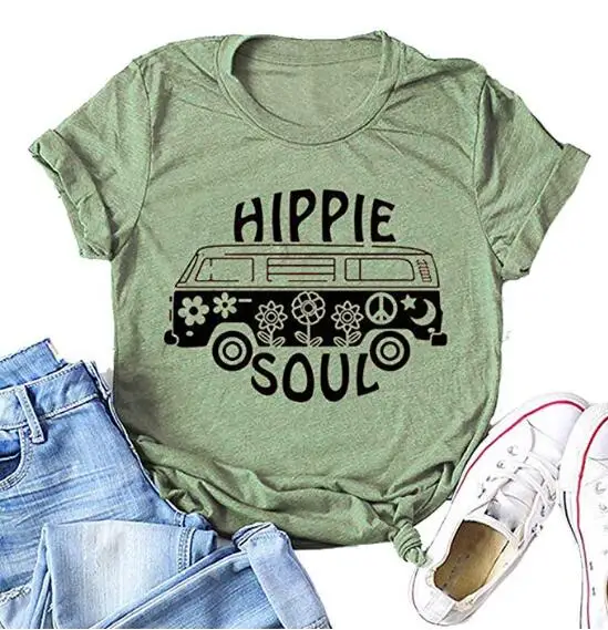 Хиппи Soul Футболка гранж tumblr camisetas уличный стиль эстетический Графический Забавный хлопок автомобиль для женщин Искусство Винтаж Футболка 90s Топ