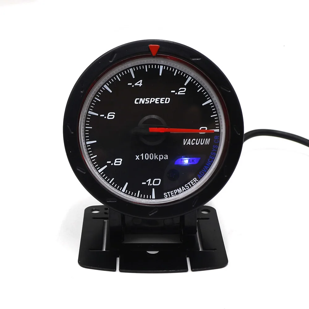 CNSPEED 60 мм 12 в автомобильный вакуумный манометр-1~ 0 Вакуумный метр Черный циферблат с красным и белым освещением манометр автомобиля YC101348