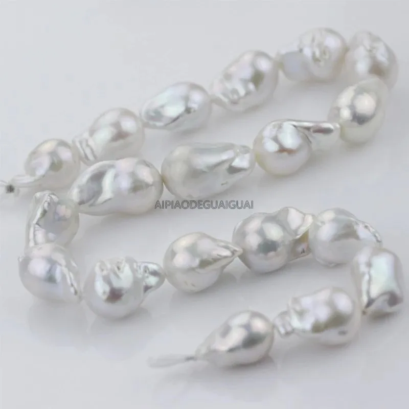 

APDGG Genuine Natural 15-17*20-27mm AAA white baroque pearl strands loose beads women lady jewelry DIY