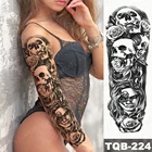 временные тату женский женские татуировки рукав временное тату женщинам наклейки женские Переводные наклейки для женщин,набор для татуировок для мужчин, блестящий, День мертвых, Череп, роза, темный ветер