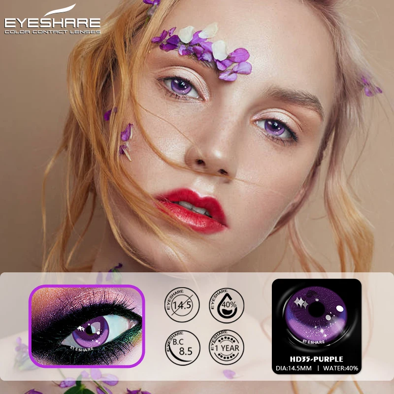 Цветные контактные линзы EYESHARE для глаз 2 шт. Аниме Косплей цветные ed синие