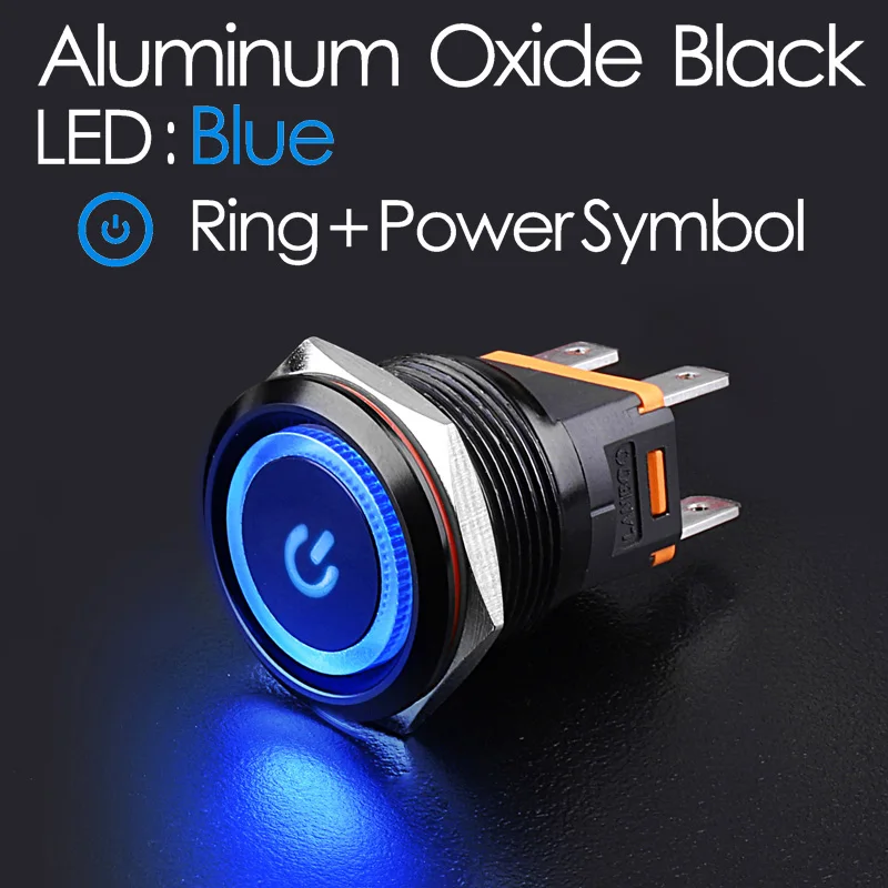 Black B Ring Power LANBOO сверхмощный 12 в 24 в 110 В 220 В 15а высокий ток водонепроницаемый IP67 мощный Выключатель без фиксации кнопочный переключатель - Цвет: Black B Ring Power