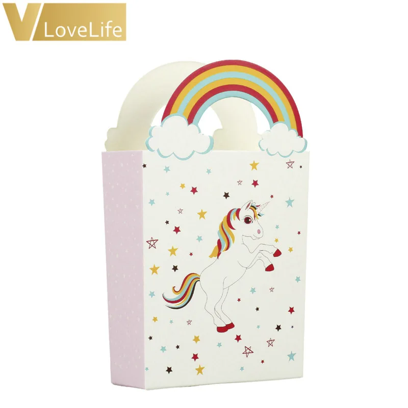 6 шт. бумажная коробка для попкорна с единорогом маленьких мальчиков и девочек