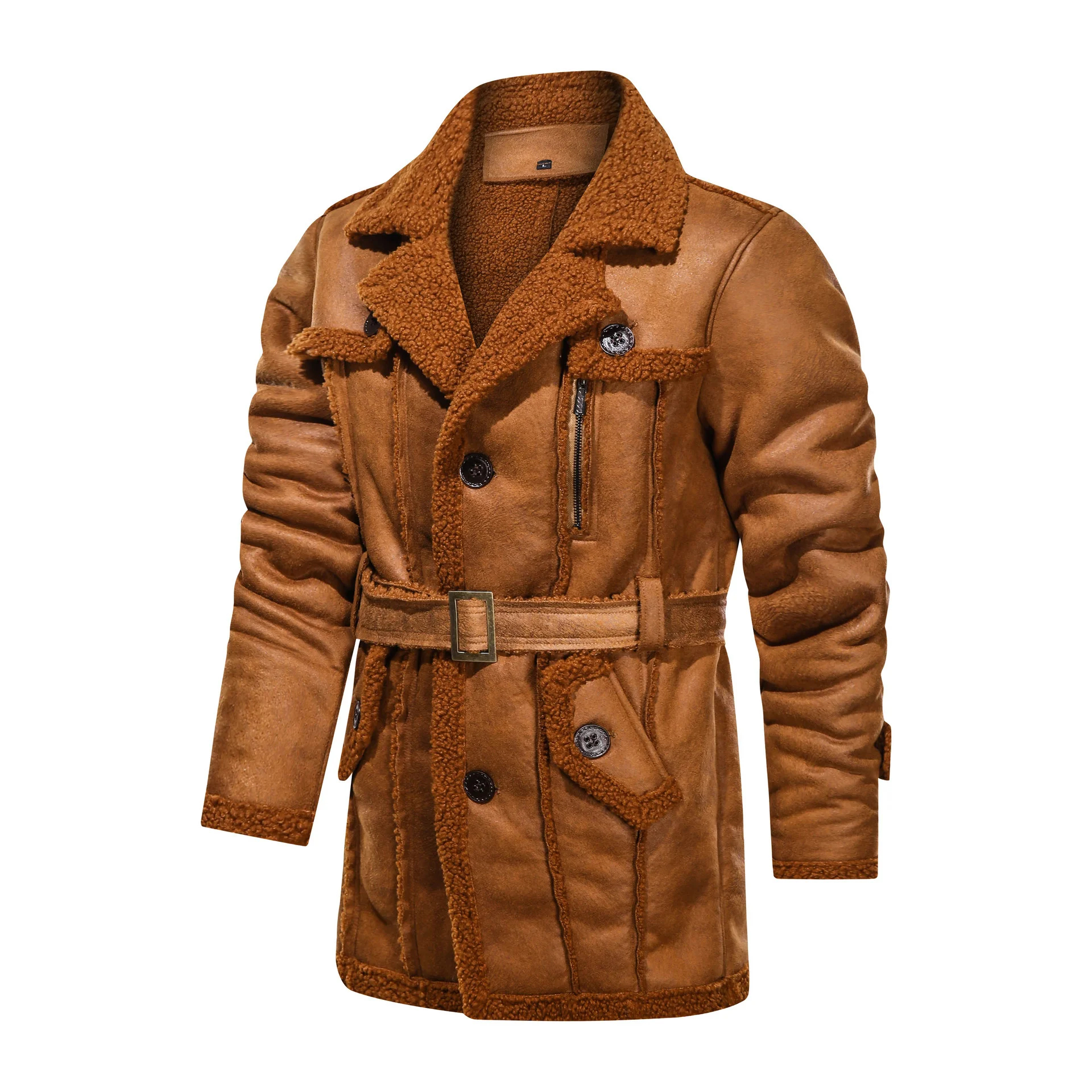 

Autumn Winter Men Coat Jacket Cotton Clothes Mens Medium Long Faux Leather Windbreaker Casual Fashion Outerwear Coats Jackets