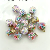 10pcslot 16mm mini glass bottles with foam ball charms pendant beads for jewelry making diy earring charms
