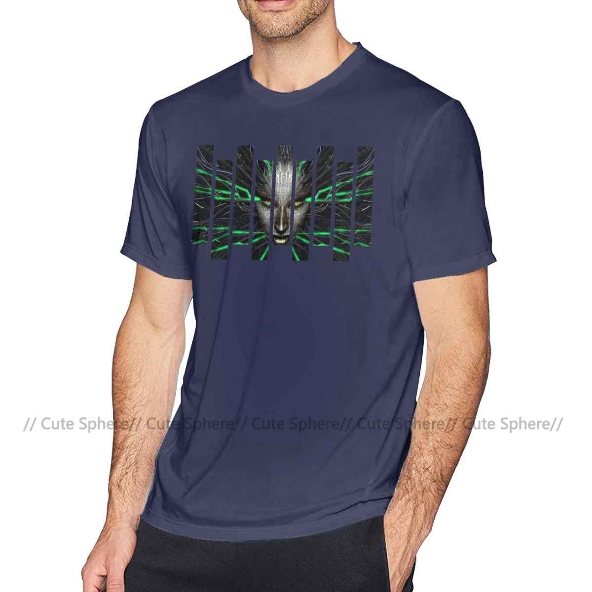 Футболка system Shock, футболка system Shock, футболка из 100 хлопка с коротким рукавом, модная футболка с графикой, большие размеры - Цвет: Navy Blue