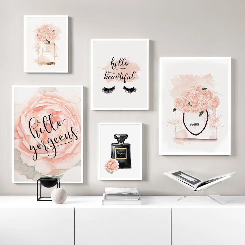 Принт с ресницами Hello Beautiful Girls украшение для спальни флакон духов Картина на