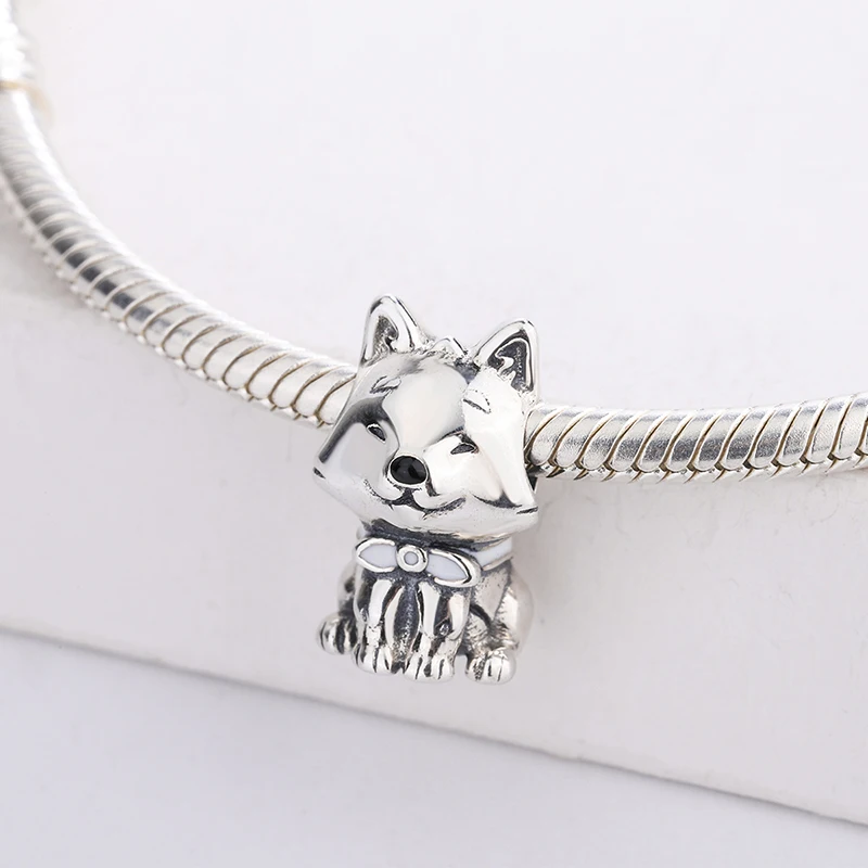 

925 Sterling Silver Animal Japanese Akita Inu Dog Pendant Charm Bracelet DIY Jewelry Making For Original Pandora Accessories