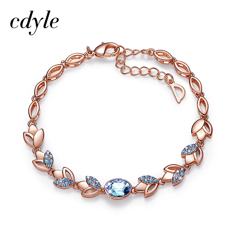 Cdyle браслеты из розового золота, украшенные кристаллами Swarovski, браслеты для женщин, модные ювелирные изделия, элегантные браслеты с подвесками