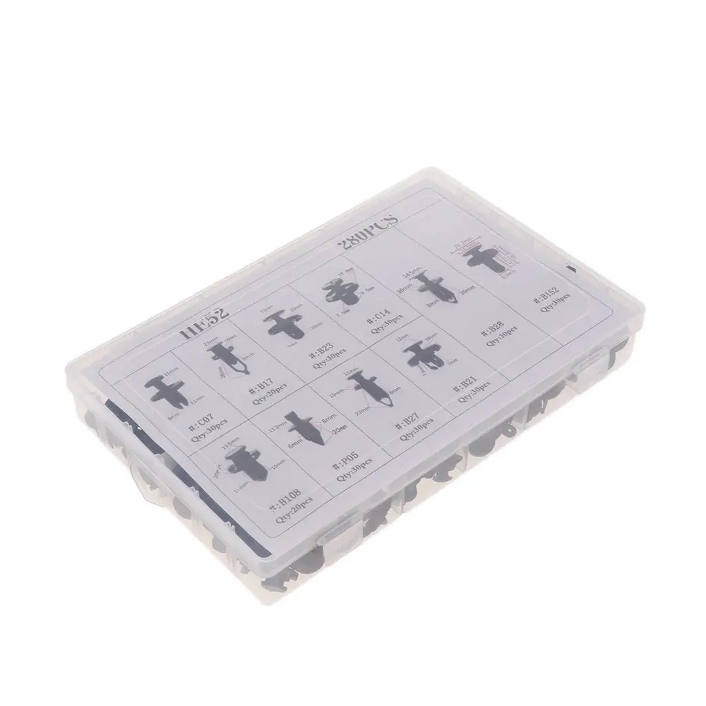 

HE52 280Pcs Car Boxed Plastic Fastener Push Type Nylon Rivets Retainer Clips