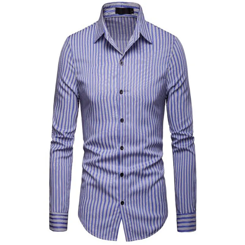 

New spring 2020 quality striped casual long-sleeved striped shirt for men