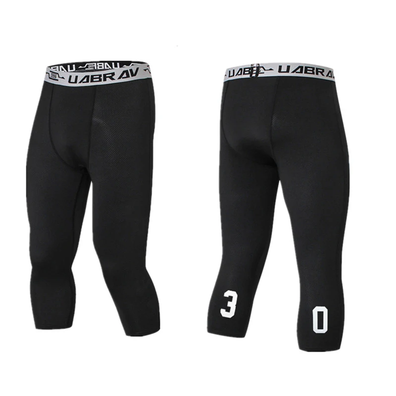 Мужские спортивные быстросохнущие леггинсы облегающие штаны-капри для