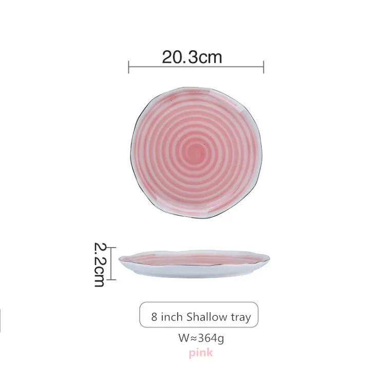 P 8Shallow tray Керамическая кухонная тарелка в скандинавском стиле, посуда для еды, рисовый салат, лапша, миска для супа, кухонный инструмент для приготовления пищи - Цвет: P 8Shallow tray