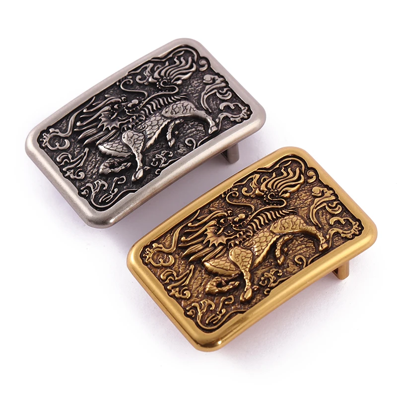 

Western Cowboy Retro Dragon Square Belt Buckle Zinc Alloy PU Leather Belt Casual Personality Decoration for Men and Women