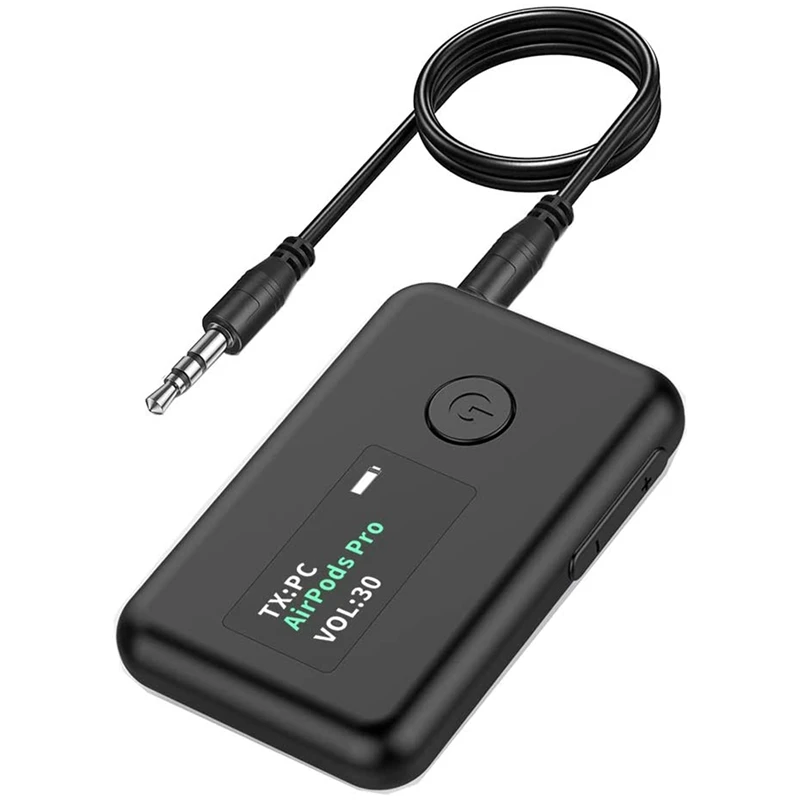 

Bluetooth 5.0 Transmitter & Receiver With OLED Screen, 2-In-1 Wireless 3.5Mm Bluetooth Adapter, Low Latency