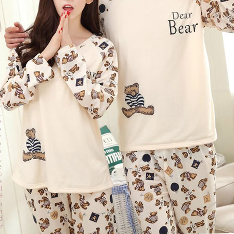 Пижамный комплект для пары с героями мультфильмов Одинаковая одежда мужчин и