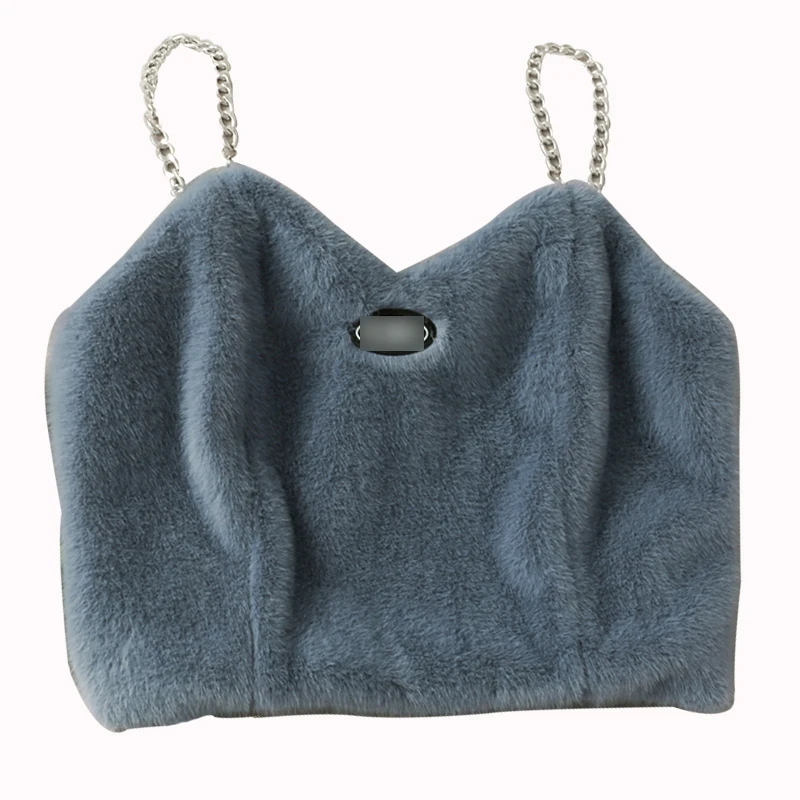 

2021 New Sweet Wind Plush Short Chain Camisole Female Slim Slimming All-match Letter Inner Vest Tops Women