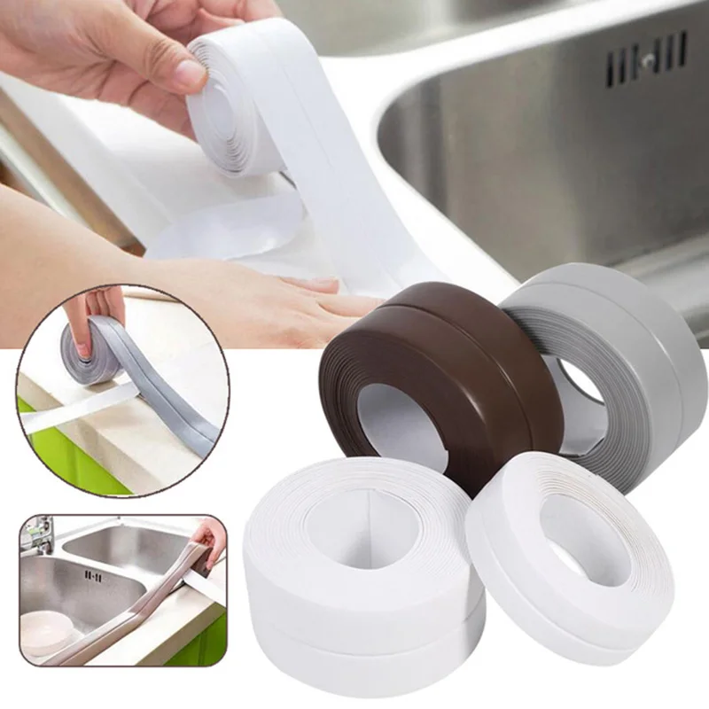 For Bathroom Kitchen 3.2m Shower Sink Bath Sealing Strip Tape Caulk Self Adhesive Waterproof Wall Sticker Edge Tools |