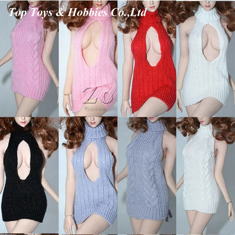 

Женское трикотажное платье-свитер, короткая юбка, открытые плечи, 1/6