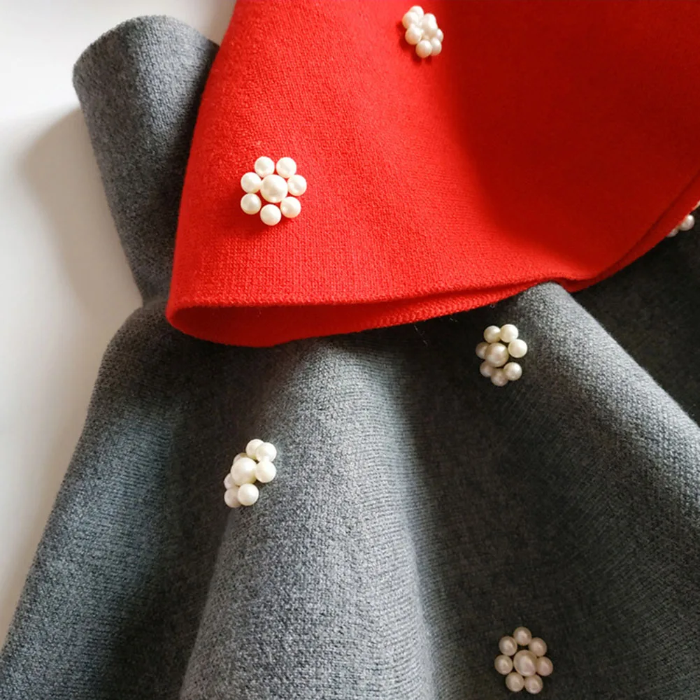 Юбки для девочек Весенняя вязаная мини юбка принцессы с жемчугом маленьких