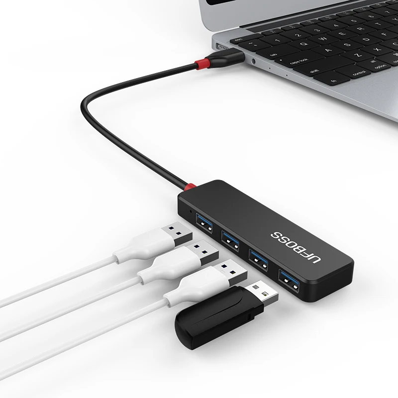 UFBOSS USB3.0 ультра тонкий 4 Порты и разъёмы USB 3 0 Супер Скорость 5Gbs 30 см HUB адаптер для
