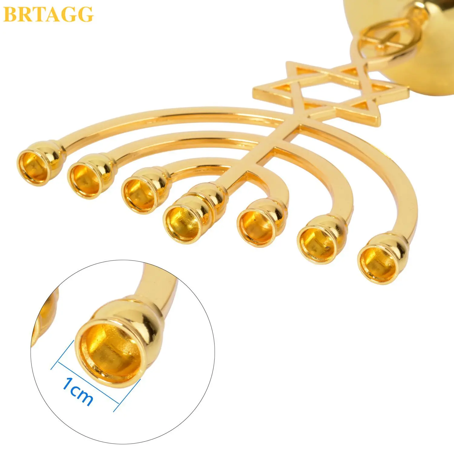 BRTAGG Menorah (Menor&aacute;) con Estrella de David, candelabro jud&iacute;o, 7 brazos, altura 21 cm, dorado-5
