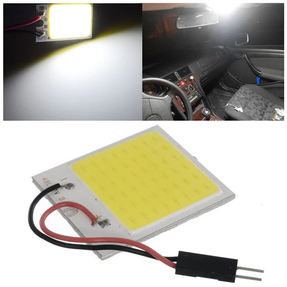 

10pcs 48SMD COB LED T10 BA9S Car Interior Panel Light Dome Map Bulb White Light Exterior Lighting License Plate Lamp