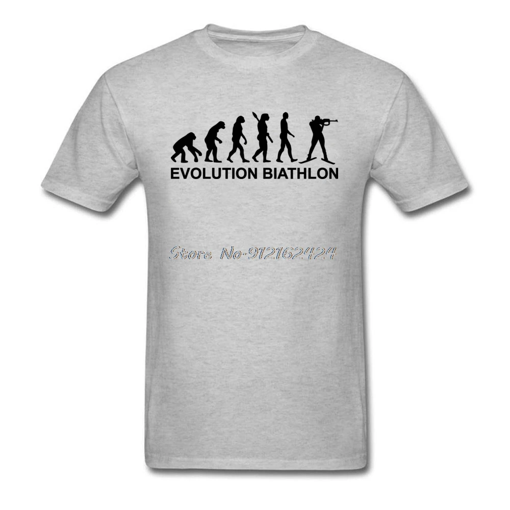 

Black Outline T-Shirt Evolution Biathlon Men's Natural Breathable Cotton Sweatshirt Guys Tops & Tees Homme Regular Tshirt