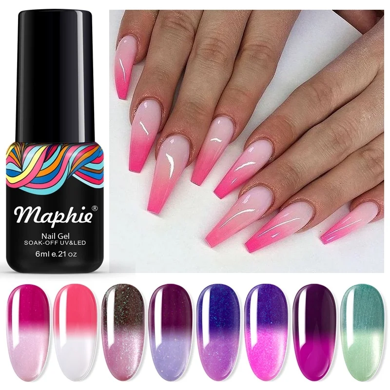 Maphie 8 шт./лот температурный Гель лак Термальный хамелеон УФ/светодиодный для