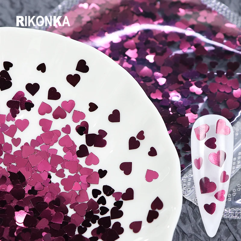 

19Color Love Heart Nail Art Glitter 3/4mm Mixed Size Flake Design Nails Accesorios Autumn Winte Decor Supplies For Professionals