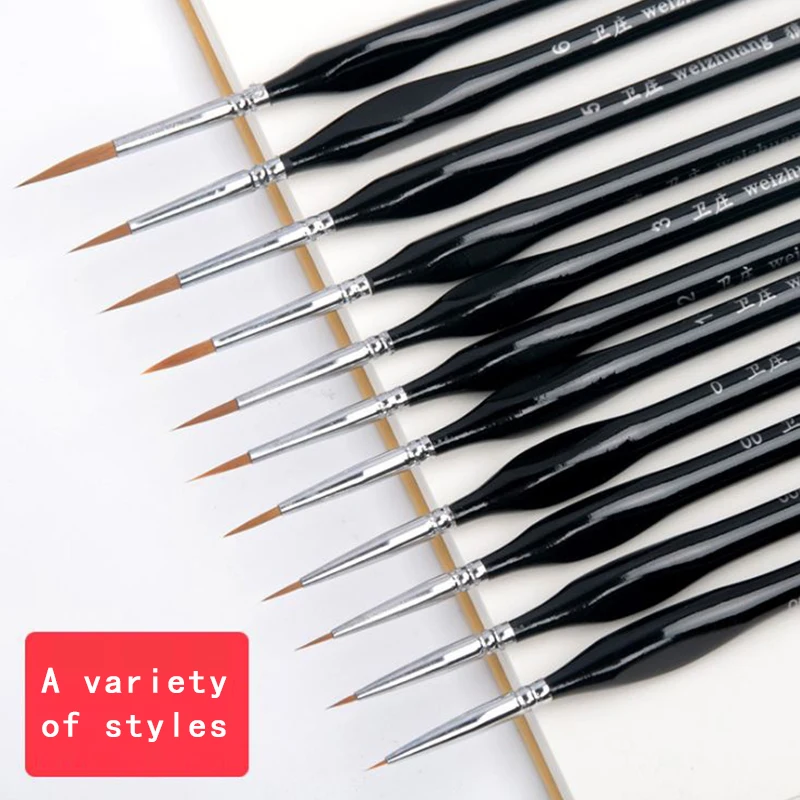 Кисти для рисования акварелью и гуашью 11 шт./компл. 2 модели разные формы круглые