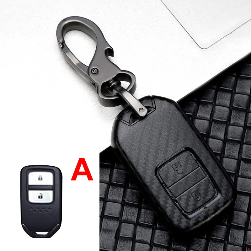 A Карбоновый чехол для ключа автомобиля для Honda Civic CR-V HR-V Accord Jade jazz City Pilot Crider Odyssey - Название цвета: A